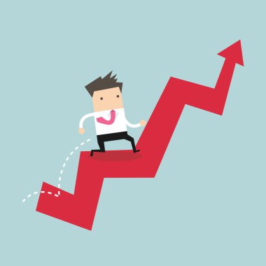 grafik büyüyen üzerinde işadamı atlama