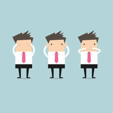 Üç küçük maymun 3 kapatmak gibi işadamı