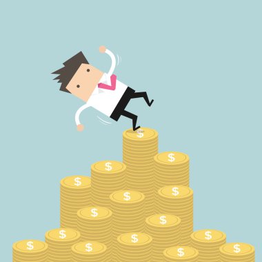 İşadamı para dağını düşüyor