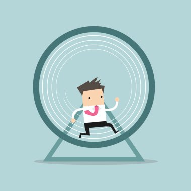 Bir hamster tekerlek çalışan iş adamı