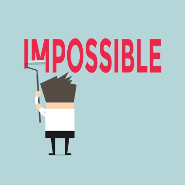 İşadamı kelime imkansız mümkün boya silindiri vektör boyama