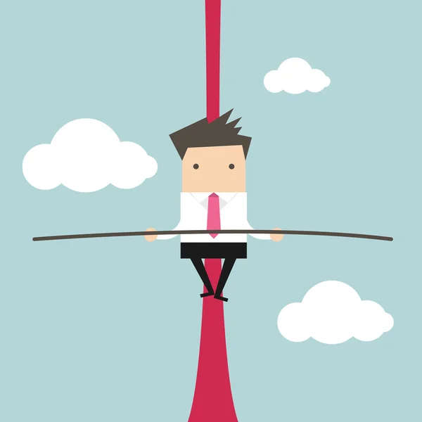 Businessman balancing on rope — Stock Vector