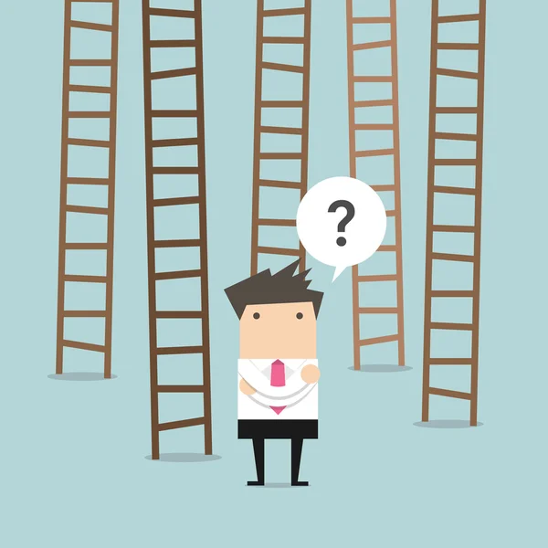 Businessman choices ladder to success — Stock vektor