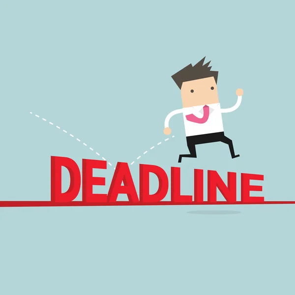 Businessman jump over deadline — Stockový vektor