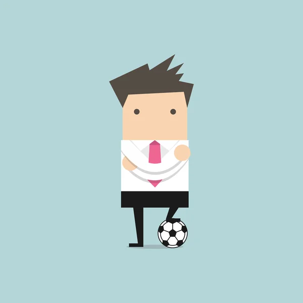 Homme d'affaires avec football — Image vectorielle