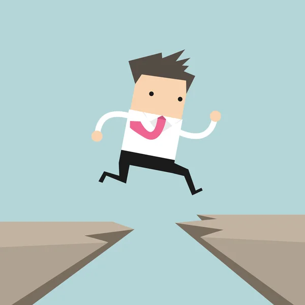 Bir uçurumun üzerinden başka bir aralık ile işadamı atlama