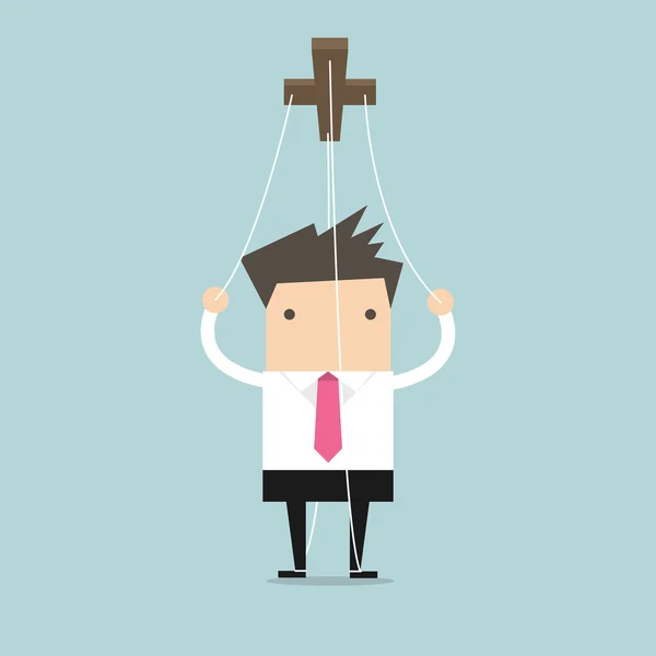 Businessman marionette on ropes vector — Stock vektor