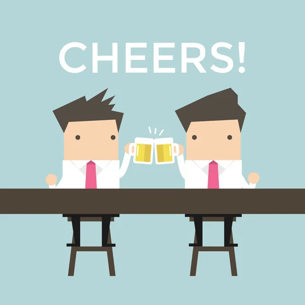 Two businessmen drinking beer at the bar — Stock Vector