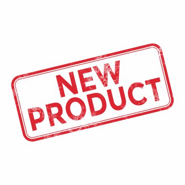 Beyaz bir arka plan üzerinde yeni ürün kırmızı lastik damgası vektör.