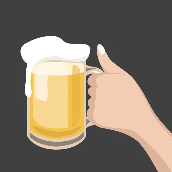 Hand hält ein Glas Bier — Stockvektor