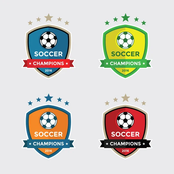 Set of Soccer or Football Champions Badges — ストックベクタ
