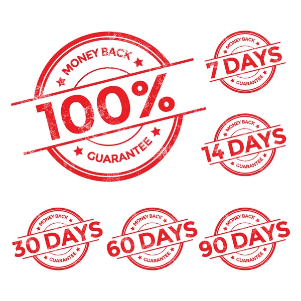 Parayı geri Kırmızı Pul Seti garanti, illüstrasyon vektör