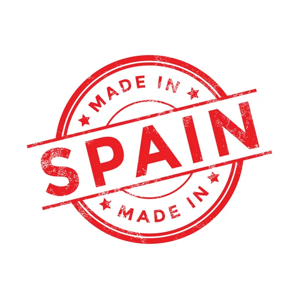 Gemaakt in Spanje rood vectorafbeelding. Ronde stempel geïsoleerd op een witte achtergrond. Met vintage textuur. — Stockvector