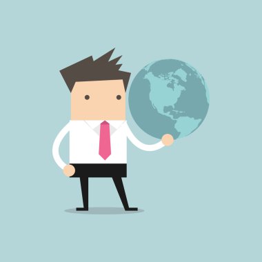 işadamı toprak bir elinde tutar.