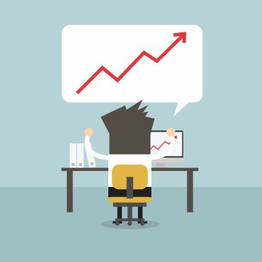 Büyüme grafik ile başarılı iş adamı.
