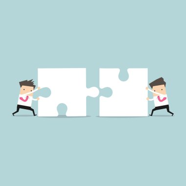 İşadamı ekip çalışması iterek jigsaw birlikte.