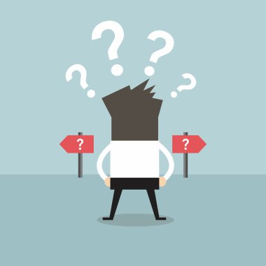 İşadamları yolu seçmek için tereddüt. karar kavramı.