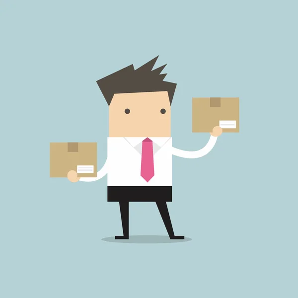 Businessman Holding Parcel Box — Stock Vector