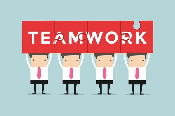 Geschäftsleute halten und zeigen Teamwork — Stockvektor