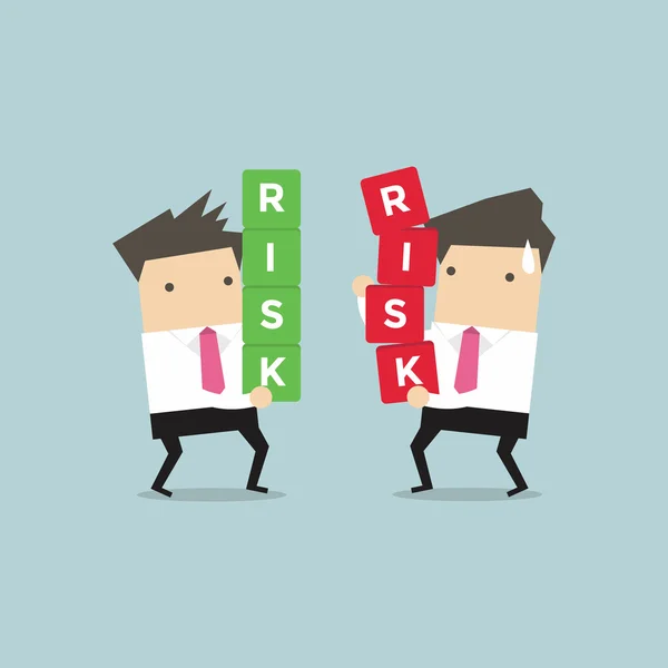 Два бізнесмена несуть ризикові блоки. Управління ризиками. Концепція бізнесу — стоковий вектор