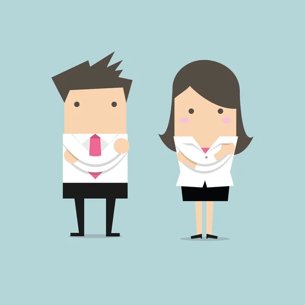 Homme d'affaires et femme d'affaires debout avec les bras croisés — Image vectorielle
