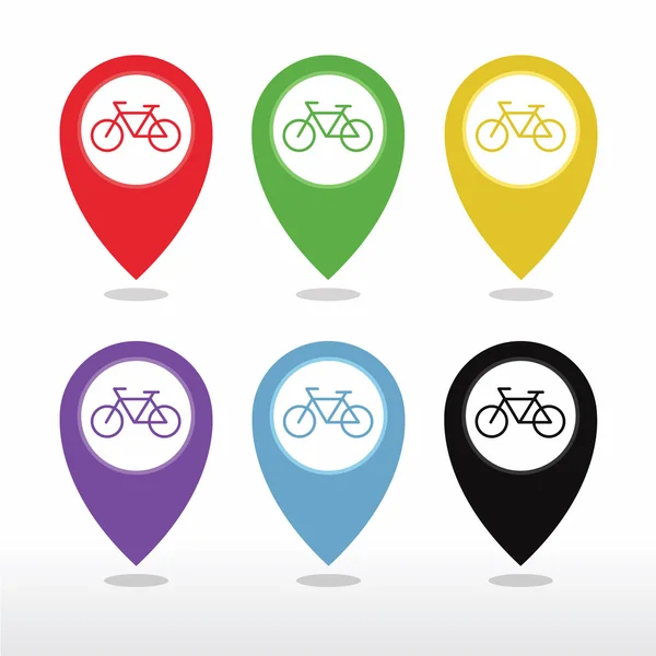 Tienda de bicicletas o estacionamiento de bicicletas Mapa Pointer Ícono vector — Vector de stock