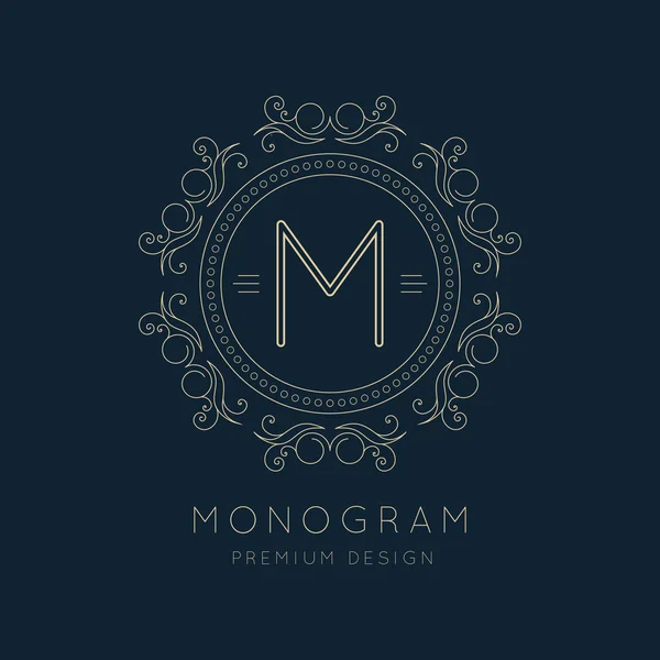 Eenvoudige en sierlijke monogram ontwerpsjabloon, elegante lineart logo ontwerp — Stockvector