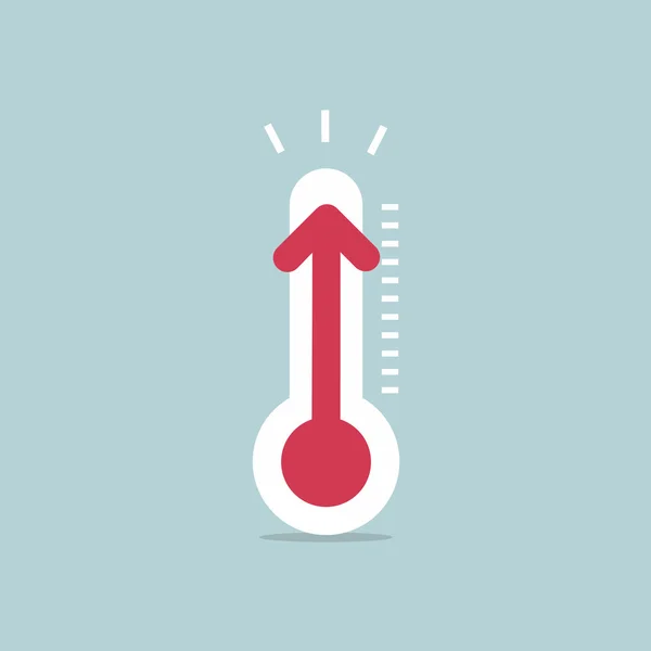 Aumento de la temperatura con termómetro — Vector de stock