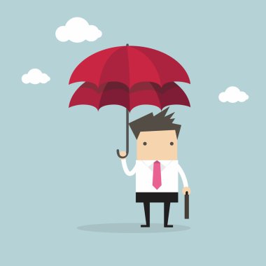 Businessman with double umbrella, Business Concepts clipart