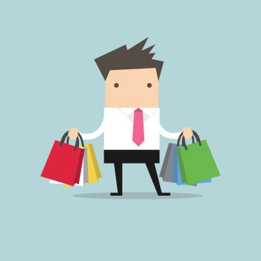 işadamı ile alışveriş torbaları.