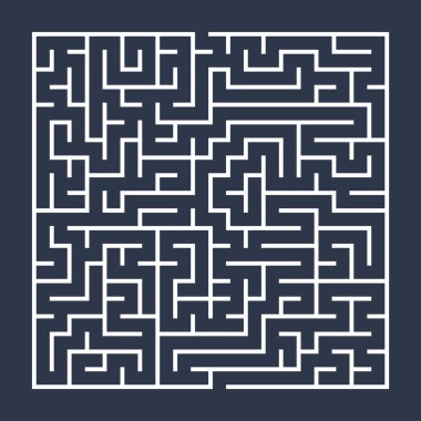 Vektör labirent çizimi / labirent. Üzerinde mavi arka plan izole