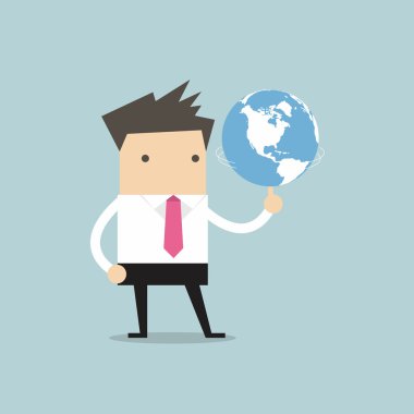 İşadamı iplik glob vektör