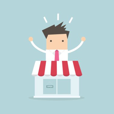 Dükkanı duran işadamı.