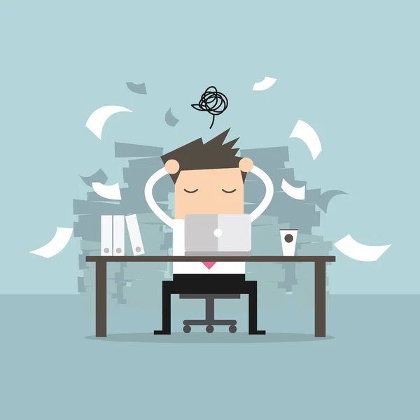 Çalışkan Işadamı Meşgul Zamanı Bir Sürü Yerinde Stres — Stok Vektör