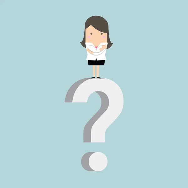 Businesswoman Standing Question Mark — Stock Vector