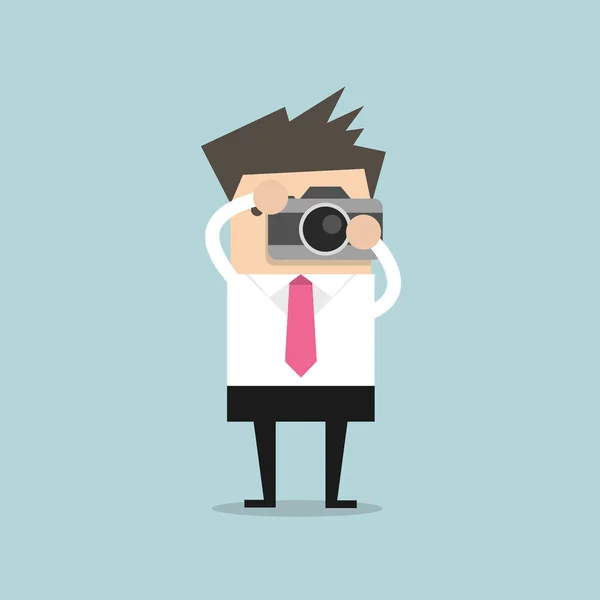 Üzletember Vesz Egy Képet Kamera — Stock Vector
