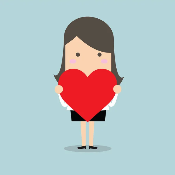 Businesswoman Holding Heart Shape — Stock Vector
