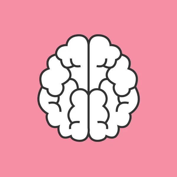 Icona Del Cervello Isolata Sfondo Rosa — Vettoriale Stock