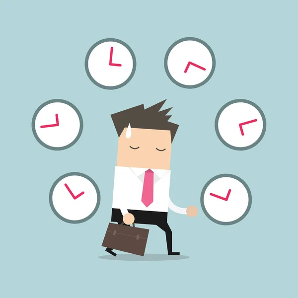 Empresario Con Muchos Relojes — Vector de stock