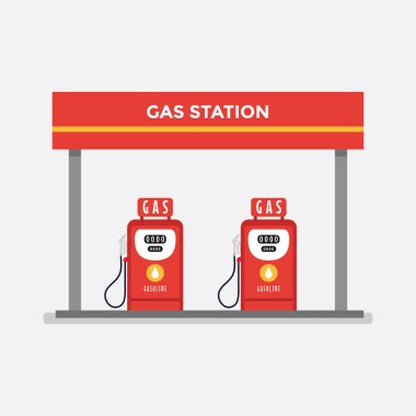 Petrol benzin istasyonu kavramı düz tasarım tarzında. Yakıt ve enerji.