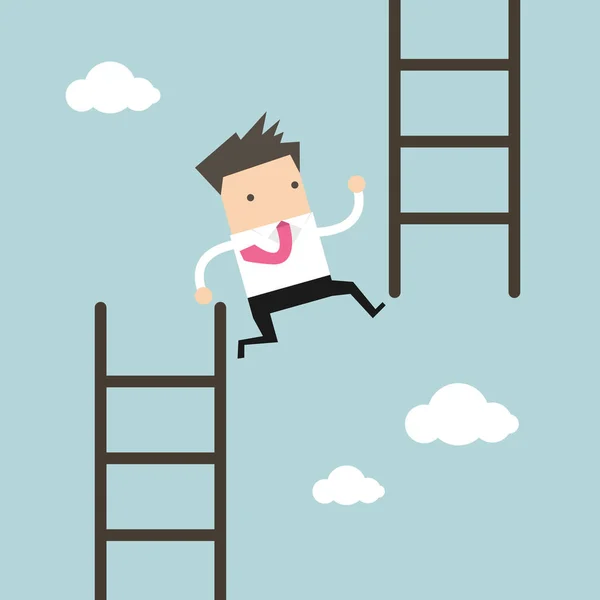 Businessman Jump Low Stair High Stair — Stock Vector