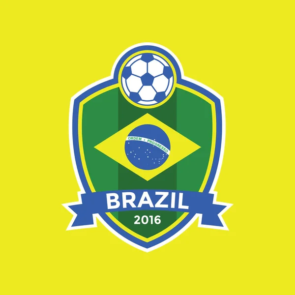 Brazilië Voetbal Vlag Kleuren Badge — Stockvector