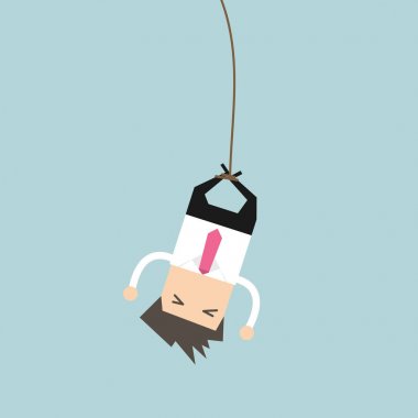 İşadamı bungee-jumping çizgi film karakteri.