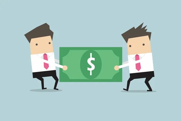 Dos Hombres Negocios Están Tirando Dólar Uno Otro — Vector de stock
