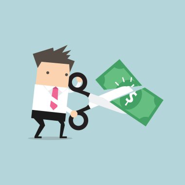 Makas ve kesme Doları holding işadamı eller.