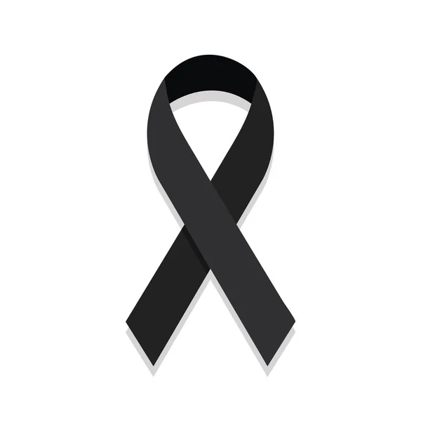 Black Ribbon Mourning Sign — Stock Vector