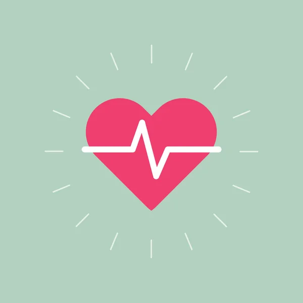 Heart Beat Pulse Flat Icon — Stock Vector