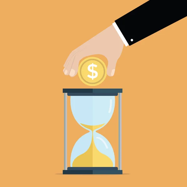 Χρόνος Είναι Χρήμα Την Εξοικονόμηση Και Επενδύσεις Έννοια Επιχειρηματίας Κλεψύδρα — Διανυσματικό Αρχείο