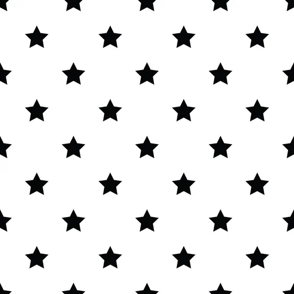 Seamless Pattern Black Stars White Background — Stock Vector