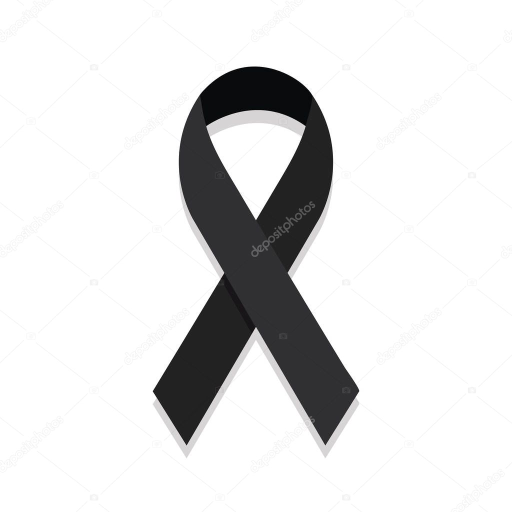 Black ribbon mourning sign.